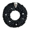 thumbnail image 1 of Kezqiaxn Black Wreath Halloween Decoration Fabric Garland Skull Wreaths for Front Door Party Decoration Skeleton Wreaths Home Decor 14.96*14.96Inches, 1 of 5