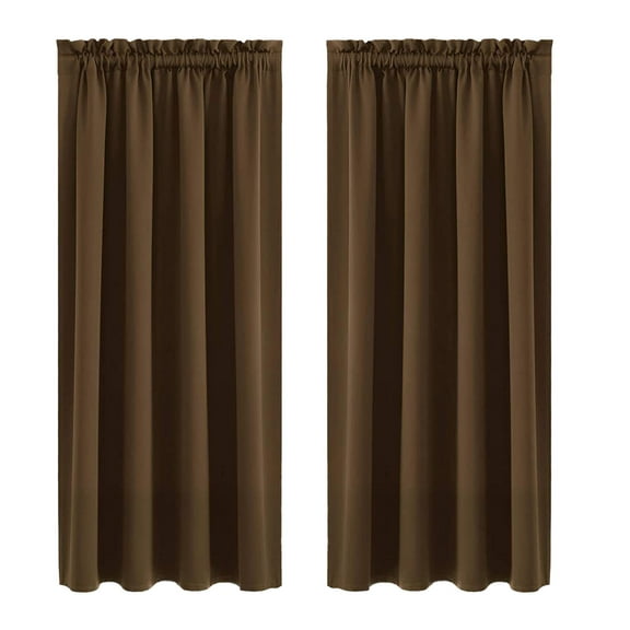 Kezqiaxn Blackout Curtains 45x38In Insulated Light Blocking Room Darkening Curtains Solid Colour Window Drapes for Living Room Bedroom and Kitchen Curtains Scandinavian Silk Curtains Brown