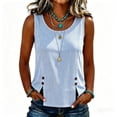 thumbnail image 1 of Kezqiaxn Blouses for Women Dressy Casual Fashion Striped Sleeveless Crew Neck Button Up Shirt Plus Size Tops, 1 of 6