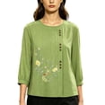 thumbnail image 1 of Kezqiaxn Blouses for Women Dressy Embroidery Half Sleeve Crew Neck Casual Loose Shirts Summer Tops Plus Size Fashion, 1 of 6