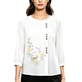 thumbnail image 1 of Kezqiaxn Blouses for Women Dressy Embroidery Half Sleeve Crew Neck Casual Loose Shirts Summer Tops Plus Size Fashion, 1 of 6