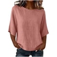 thumbnail image 1 of Kezqiaxn Business Casual Tops for Women Summer 3/4 Sleeve Crew Neck Trendy Loose Shirts Business Dressy Work Blouses, 1 of 5
