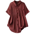 thumbnail image 1 of Kezqiaxn Button Down Shirts for Women Short Sleeve Collared Loose Blouse with Pocket Summer Tops Dressy Casual Plus Size Fashion, 1 of 6