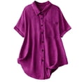 thumbnail image 1 of Kezqiaxn Button Down Shirts for Women Short Sleeve Collared Loose Blouse with Pocket Summer Tops Dressy Casual Plus Size Fashion, 1 of 6