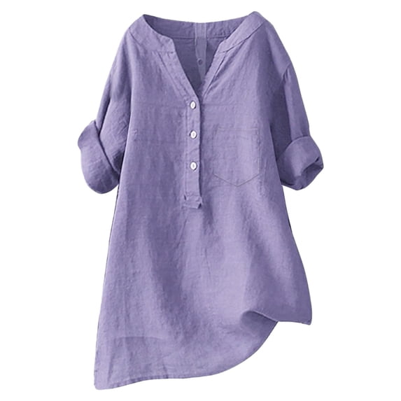 Kezqiaxn Button Down Shirts for Women Short Sleeve V-Neck Work Shirts with Pocket Womens Blouses Dressy Casual