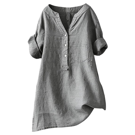 Kezqiaxn Button Down Shirts for Women Short Sleeve V-Neck Work Shirts with Pocket Womens Blouses Dressy Casual