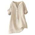 thumbnail image 1 of Kezqiaxn Button Down Shirts for Women Short Sleeve V-Neck Work Shirts with Pocket Womens Blouses Dressy Casual, 1 of 5