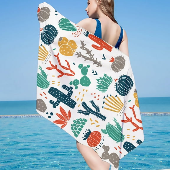Kezqiaxn Cactus Beach Towel Summer Cactus Gifts For Kids Women Girls Beach Towel Microfiber Bath Towel For Sloth Lovers Sand Free Quick Dry Travel Towels For Yoga Sports Swimming 30X60(Cactus)