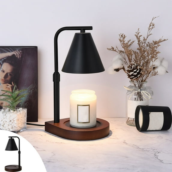 Kezqiaxn Candle Warmer Lamp, No Flame Electric Candle Wax Melting Lamp, Adjustables Brightness Warmer Lamp for Home Bedroom Decor Table Light Halloween Decoration Parts Black Black