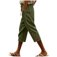 thumbnail image 1 of Kezqiaxn Capris Pants for Women Summer Lace Elastic Waist Loose Cropped Pants with Pockets Womens Capri Pants, 1 of 9