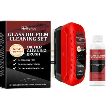 Kezqiaxn Car Oil Film Cleaning Brush Sets Clearance, Car Glass Oil Film Cleaner for Windshield Antis Rain Fogs Cleaning Glass Brush Improves Claritiend Visibility Cleaning Brush Red