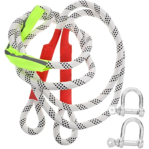Kezqiaxn Car Tow Rope Emergency Trailer Rope, Kinetics Recovery Ropes, Car Tow Rope, Nylon Tow Straps, Heavy Duty Tow Rope, High Strength and Great Elongation, Max 5/10 Tons Loading with 2 Hooks White