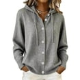 thumbnail image 1 of Kezqiaxn Cardigan Sweaters for Women Hooded Knit Long Sleeve Button Down Loose Casual Cardigans Plus Size Fashion Gray XXL, 1 of 5