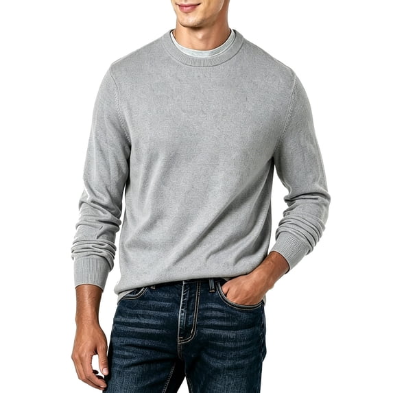 Kezqiaxn Casual Shirts for Men Fashion Knitted Long Sleeve Crew Neck Pullover Tops Plus Size Shirt Mens Clothes