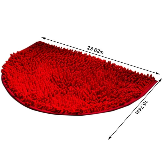 Kezqiaxn Chenille Bathroom Rugs Semicircle Entryway Rug for Bedroom Kitchen Living Room Carpet Absorbent Non-Slip Bath Mat, Super Absorbent for Courtyard Swimming Floor Mats Red