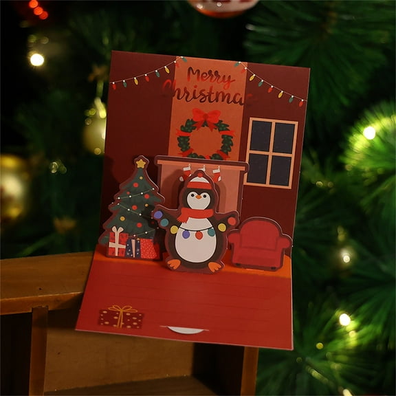 Kezqiaxn Christmas Cards Merry Christmas Card, Pop Up Christmas Gift Card, 3D Cute Holiday Greeting Cards Santa Snowman Reindeer Xmas Tree Set Christmas Cards for Kids