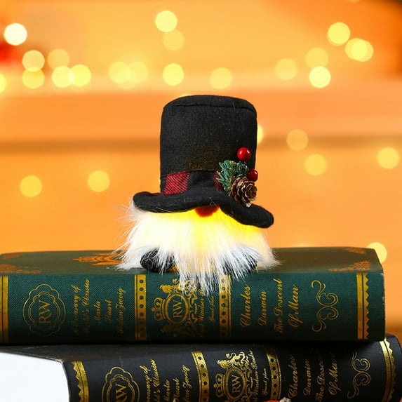 Kezqiaxn Christmas Decoration Clearance, Christmas Party Supplies Luminous Faceless Doll Tabletop Decoration with Lamp Dwarf Pendant Christmas Ornaments Black