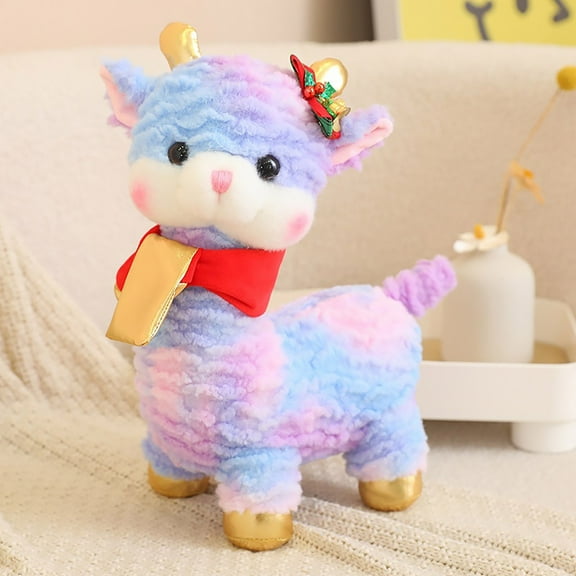 Kezqiaxn Christmas Decorations 32cm Cute Llama Dolls Toys Pillows Rainbows Cuddly Soft Stuffed Toy Plush Pillow Cushion Holiday Toy Christmas Gifts for Women Men Kids Purple