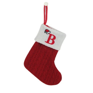 Kezqiaxn Christmas Stockings with Initial, Small Embroidered Letter Knit Red White Christmas Stocking Letter Monograms Hanging Xmas Stockings for Family Christmas Tree Fireplace Decoration