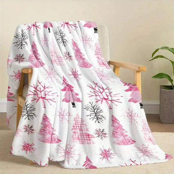 Kezqiaxn Christmas Blankets 40x51In Snowflake Christmas Blanket, Xmas Tree Blanket for Couch Soft Breathable Warm Comfortable Kids Blankets & s for Sofa Bed Pink