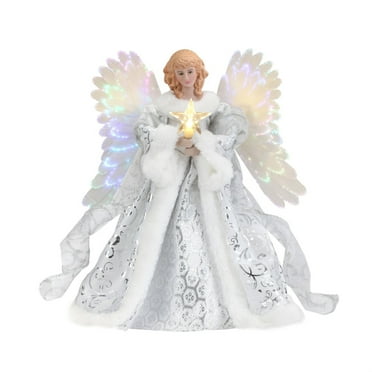 Kezqiaxn Christmas Tree Ornaments, Christmas Tree Topper, Angel Fiber Optics Angel Tree Topper for Christmas Tree and Holiday Seasonals Decoration White