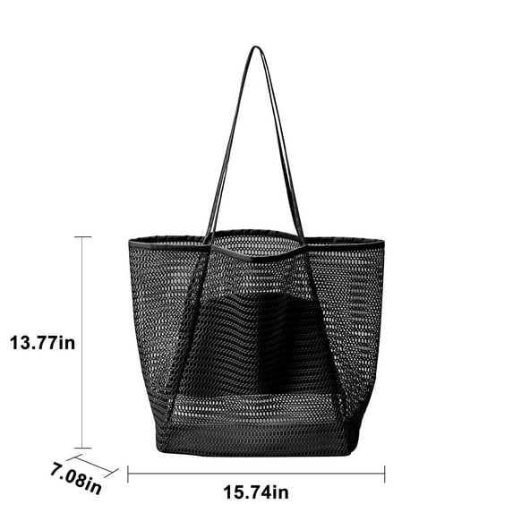 Kezqiaxn Closet Organizers and Storage Mesh Beach Bag Rainproof Sandproof - Large Foldable Tote Pool Bag for Women Vacation Essential Beach Accessories Black