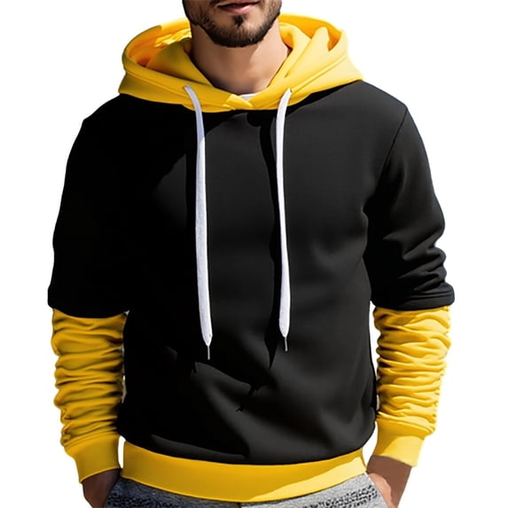 Kezqiaxn Comfort Sweatshirt Mens Hoodies Drawstring Long Sleeve Pullover Casual Tops Fall Clothes Plus Size Fashion