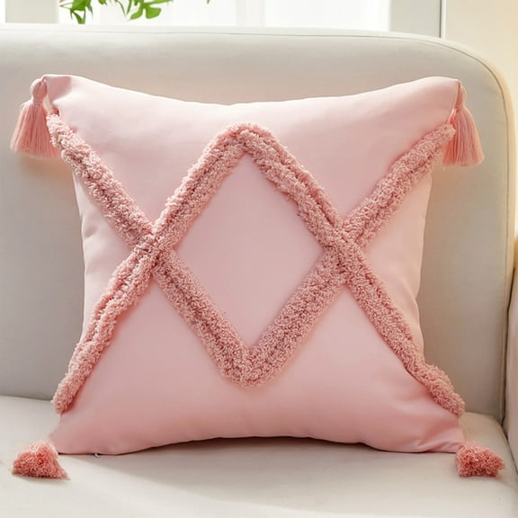 Kezqiaxn Couch Throw CushiMeditation Cushion Home Decor Throw Pillows for Couch 17.72Inch Squares Cotton and Linen Pads for Living Room and Patio Sofa Pillows Pink