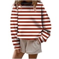 thumbnail image 1 of Kezqiaxn Crew Neck Sweatshirts Women Striped Long Sleeve Loose Casual Tops Womens Sweatshirt Fashion Clothing Red XXL, 1 of 5