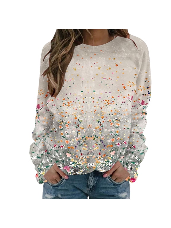 Crewneck Sweatshirts Women Long Sleeve Pullover Loose Casual Tops Fashion Women's Sweatshirt Fall Winter Clothes
