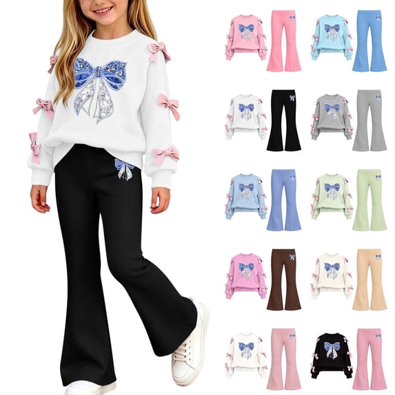 Kezqiaxn Cute Clothes for Teen Girls 2 Piece Sweat Set Long Sleeve Pullover Sweatshirts and Pants Matching Sets Fall Travel Outfits Size 5-15