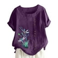thumbnail image 1 of Kezqiaxn Cute Tops for Women Floral Short Sleeve Crew Neck Button Down Shirts Business Work Blouses Plus Size Fashion, 1 of 5