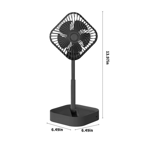 Kezqiaxn Desk Fan Portable Pedestal Fan-Foldaway Standing Fan Foldable Desk Fan Wireless Use 1200Mah Rechargeable Battery Control Telescopic 3Speed Quiet Fan for Home Kitc Black