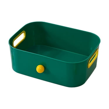 Kezqiaxn Desktop Drawers Clearance Desk Organizer 3-Color Storage Bin Storage Baskets for Office Home Decor Stackable Storage Bins with Handles Organizing for Arts Pen Green