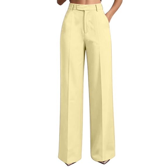 Kezqiaxn Dress Pants Women Fashion High Waisted Loose Casual Business Work Trousers with Pockets Plus Size Clothes for Women