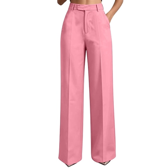 Kezqiaxn Dress Pants Women Fashion High Waisted Loose Casual Business Work Trousers with Pockets Plus Size Clothes for Women