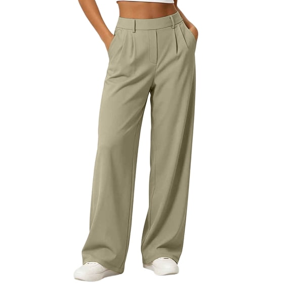 Kezqiaxn Dress Pants Women High Waisted Casual Loose Business Office Work Wide Leg Pants with Pockets Plus Size Womens Clothing