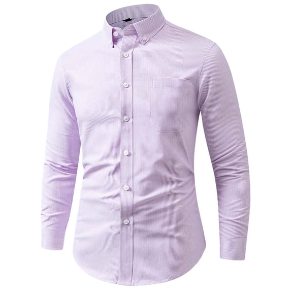 Kezqiaxn Dress Shirts for Men Fall Striped Long Sleeve Business Casual Button Up Shirt with Pocket Plus Size Fashion
