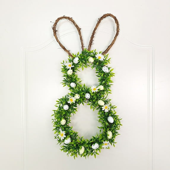 Kezqiaxn Easter Decor Easter Wreath Rabbit Ear Decoration Door Hanging Vines Wreath