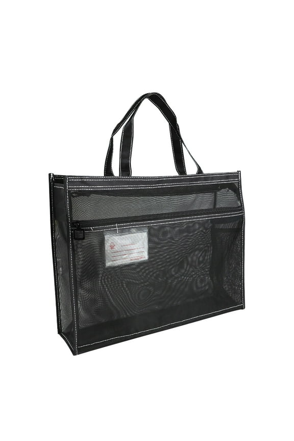 Extra Large Clear Mesh Bags with Zipper Pouch Get Organized A3 Art Bags for Easy Organization and Storage for Artworks, Charts and Teaching Material Multipurpose 17.1*13.1Inches Black