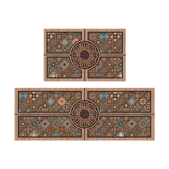 Kezqiaxn Fall Kitchen Rugs Set of 2, Antis Fatigue Cushioned Comfort Standing Desk Mat Kitchen Rugs Non Slip Washable Floor Mats Thanksgiving Home Decorations 47.24x15.75In and 23.62x15.75In Orange