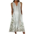thumbnail image 1 of Kezqiaxn Floral Midi Dresses for Women Summer Trendy Sleeveless V-Neck Vacation Dress with Pockets Plus Size Fashion, 1 of 5