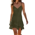 thumbnail image 1 of Kezqiaxn Flowy Dresses for Women Sleeveless V-Neck Ruffled 2026 Spaghetti Strap Trendy Beach Dress Casual Sundresses, 1 of 7