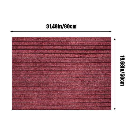 Kezqiaxn Front Door Mat Contract Polyester Carpet Door Mat Solid Color Enduring Striped Entrance Floor Mat Home Entrance Carpet Can Be Cut Stylish and Enduring Red