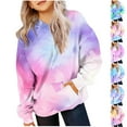 thumbnail image 1 of Kezqiaxn Girls Hoodies Fashion Gradient Printed Casual Pullover Sweatshirts with Pockets Long Sleeve Hooded Tops School Kids Clothes Size 4-14, 1 of 5