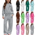 thumbnail image 1 of Kezqiaxn Girls Outfits Winter 2 Piece Lounge Set Cute Heart Printed Hoodie and Pants with Pocket Sweatsuits Matching Sets for Kids Size 5-14, 1 of 7
