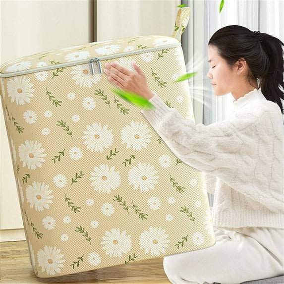 Kezqiaxn Heavy Duty Storage Bags Oversized Clothes Quilts Storage Bag Wardrobe Sorting Storage Box Portable Storage Bag Zipper Cup Storage Bags