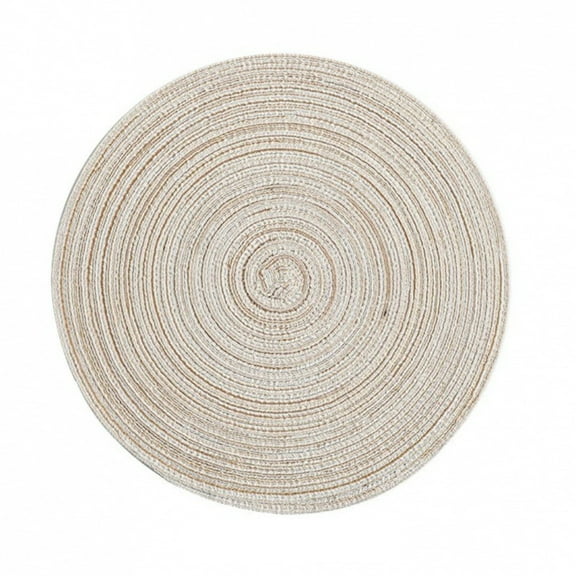 Kezqiaxn Home and Kitchen Gadgets 4-Piece Round Woven Placemats, 15-Inch, Kitchen Table Runners Adaptable To Plates, Bowl Mats, Cups, and Other Insulated Placemats Beige