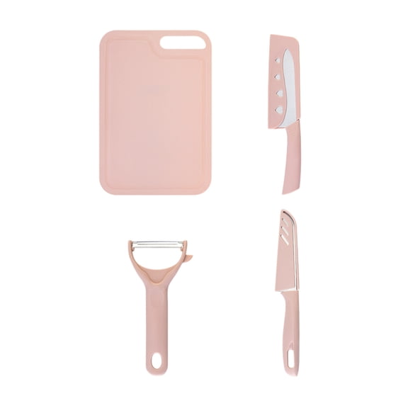 Kezqiaxn Home and Kitchen Gadgets with Chopping Board Fruit Knife Sets Scissors Vegetable Knife Paring Knife Case Kitchen Portable Knife Sets Pink