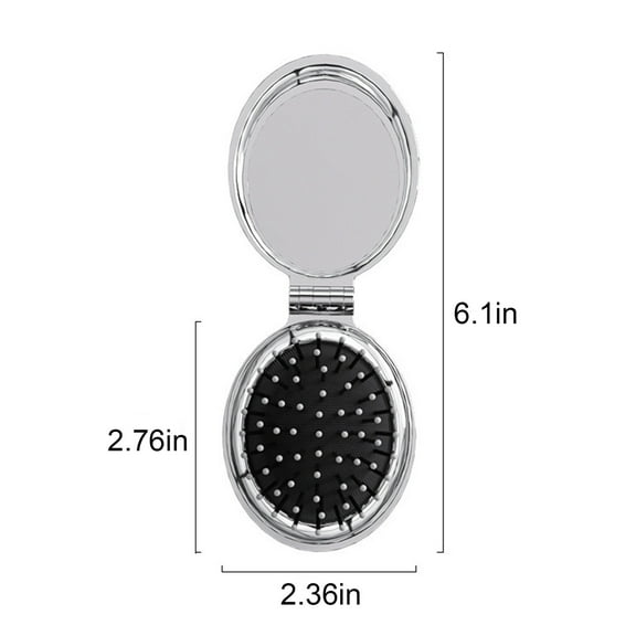 Kezqiaxn Home and Kitchen Gadgets Mini Hair Brush for Purse, Pocket Hair Brush With Mirror for Girls, Small Portable Mirror With Brush Travel Size, Folding Hairbrush for Backpack Silver